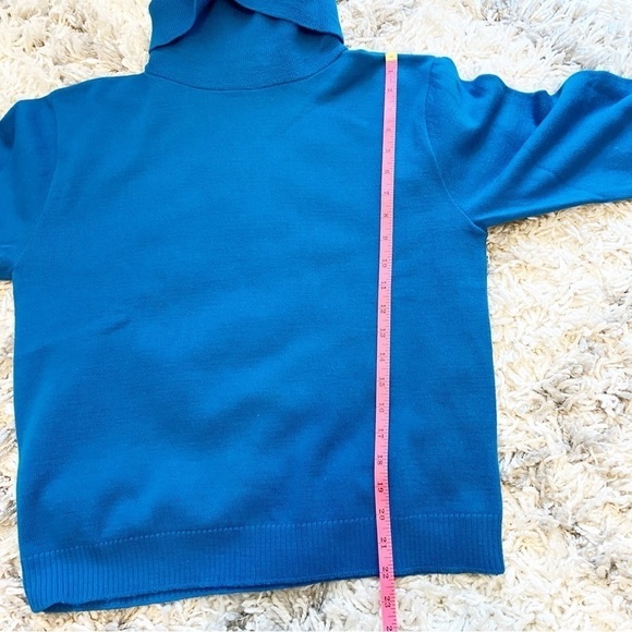 Vintage 70’s Pendleton | Pure Virgin Wool Blue Turtleneck Sweater Size Large - Picture 7 of 8